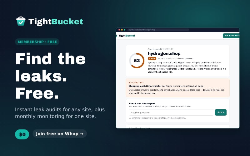 TightBucket Free: Find the leaks. Free.