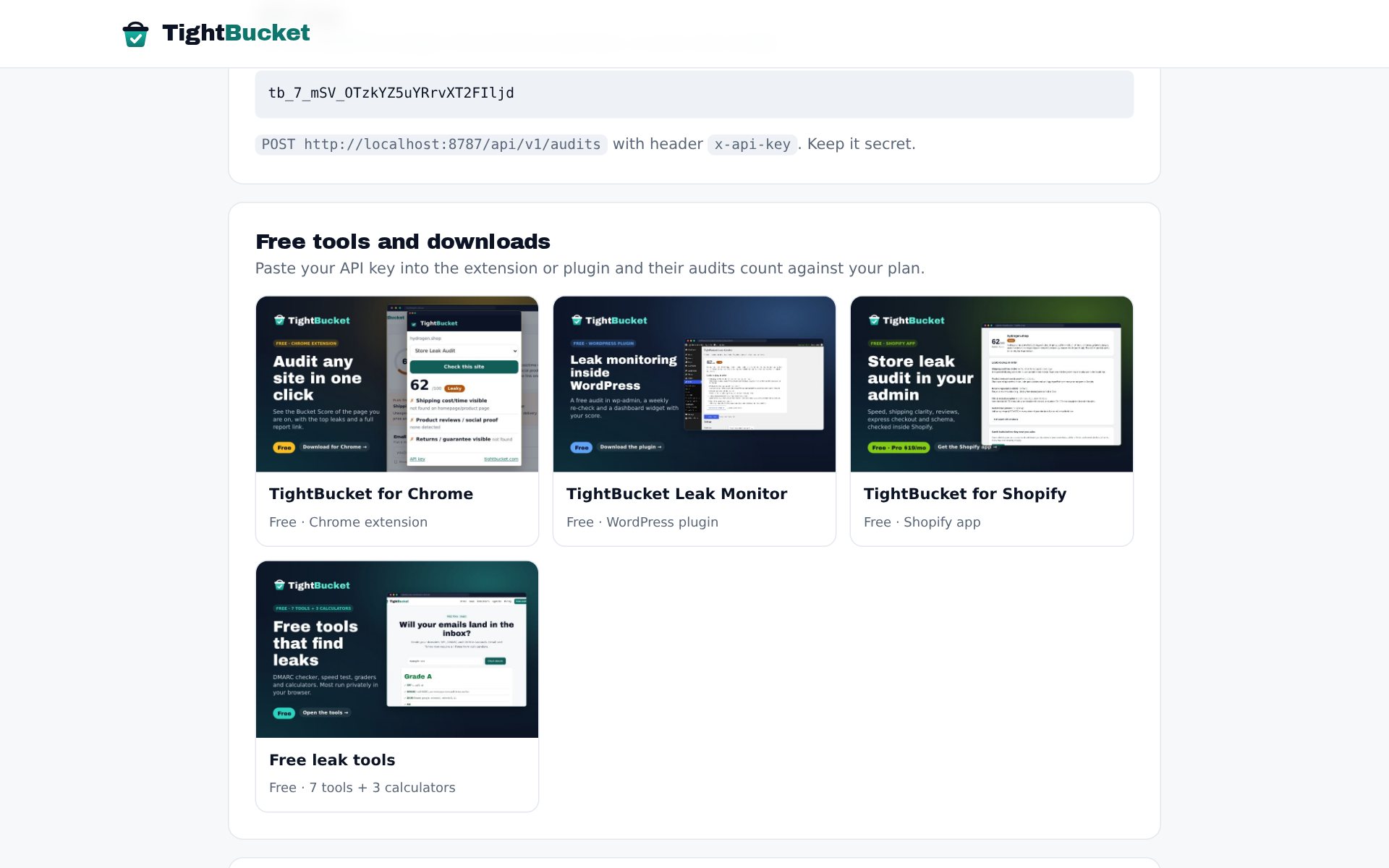 Free tools and downloads, right from the dashboard.